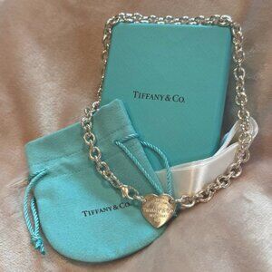 Tiffany & Co. Vintage Return To Tiffany Heart Chain Link Sterling Silver Choker